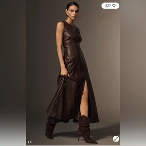 Pilcro Sleeveless Studded Faux Leather Maxi Dress Size small Anthropologie